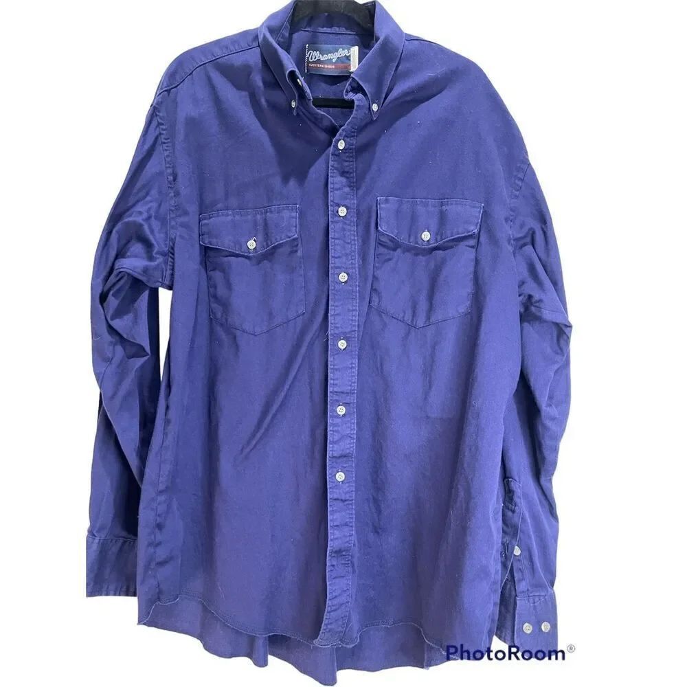 Wrangler men's blue Western shirt size 17/35